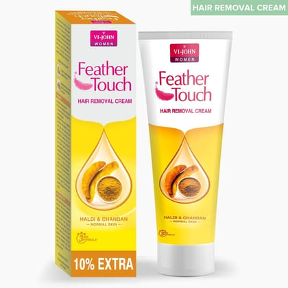 VI-JOHN Women Feather Touch Haldi Chandan Hair Removal Cream for Women With No Ammonia Smell, For Normal Skin - 40g | Suitable for Legs, Underarms, Bikini Line, Arms | 2x Longer Lasting Smoothness than Razors