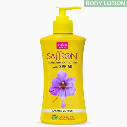 VI-JOHN Saffron Spf 60 Sunscreen Lotion With Kashmiri Saffron - 250ML For All Skin Types (Men & Women)