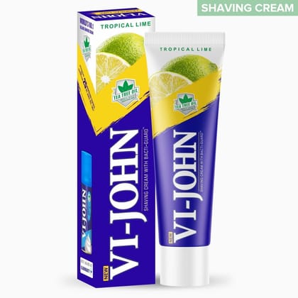 VI-JOHN Tropical Lime Shaving Cream With Bacti Gaurd Formula, Tea Tree Oil & Vitamin E - 125 GM