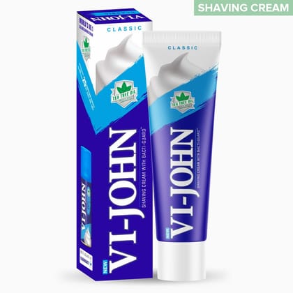 VI-JOHN Classic Shaving Cream With Tea Tree Oil & Vitamin E  - 125 GM For All Skin Types