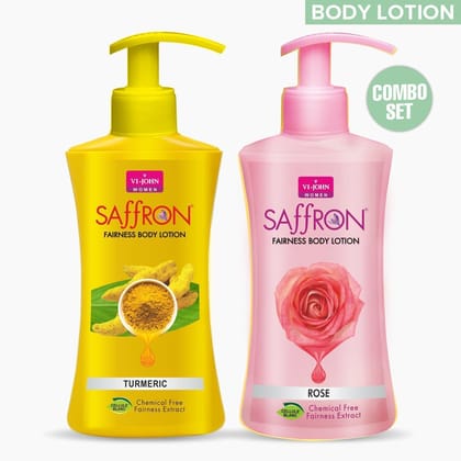 VI-JOHN Body Lotion Combo Of 2 | 250 ML Each | For Men And Women | All Skin Types | Turmeric | Rose 500 ML