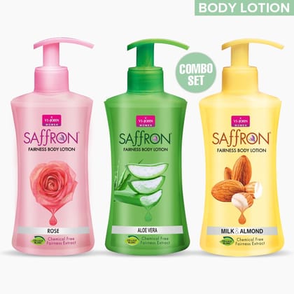 VI-JOHN Body Lotion Combo Of 3 | 250 ML Each | For Men And Women | All Skin Types | Rose | Aloe Vera | Cocoa Butter 750 ML