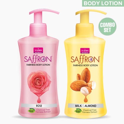 VI-JOHN Body Lotion Combo Of 2 | 250 ML Each | For Men And Women | All Skin Types | Rose | Milk & Almond 500 ML