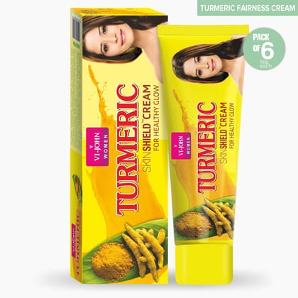 VI-JOHN Women Turmeric Skin Cream With Sandal & Lemon Extract For Soft & Supple Skin, 50G (Pack Of 6)