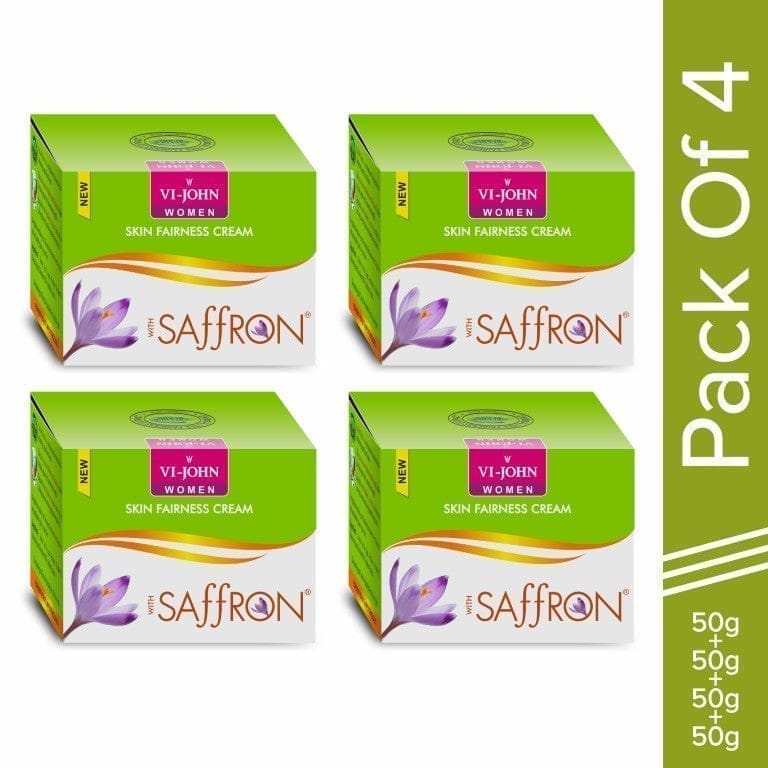 VI-JOHN Women Saffron Fairness Cream - Classic For Remove Dark Spots, Skin Whitening | With Blend Of Cellule Blanc, Saffron, Vitamin E & Mulberry Extract (All Skin) - 50 GM (Pack Of 4)