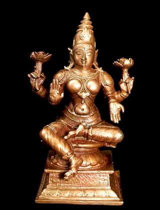 Searchers Paradise - Copper Idols Lakshmi, 4  inches, Copper Handmade 500 Grams, Patina Antique Finish, Pack of 1 Piece