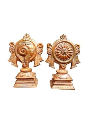 Searchers Paradise - Copper Idols Sanghu and chakram 4.1 inches, Copper Handmade 520 Grams, Patina Antique Finish, Pack of 1 Piece