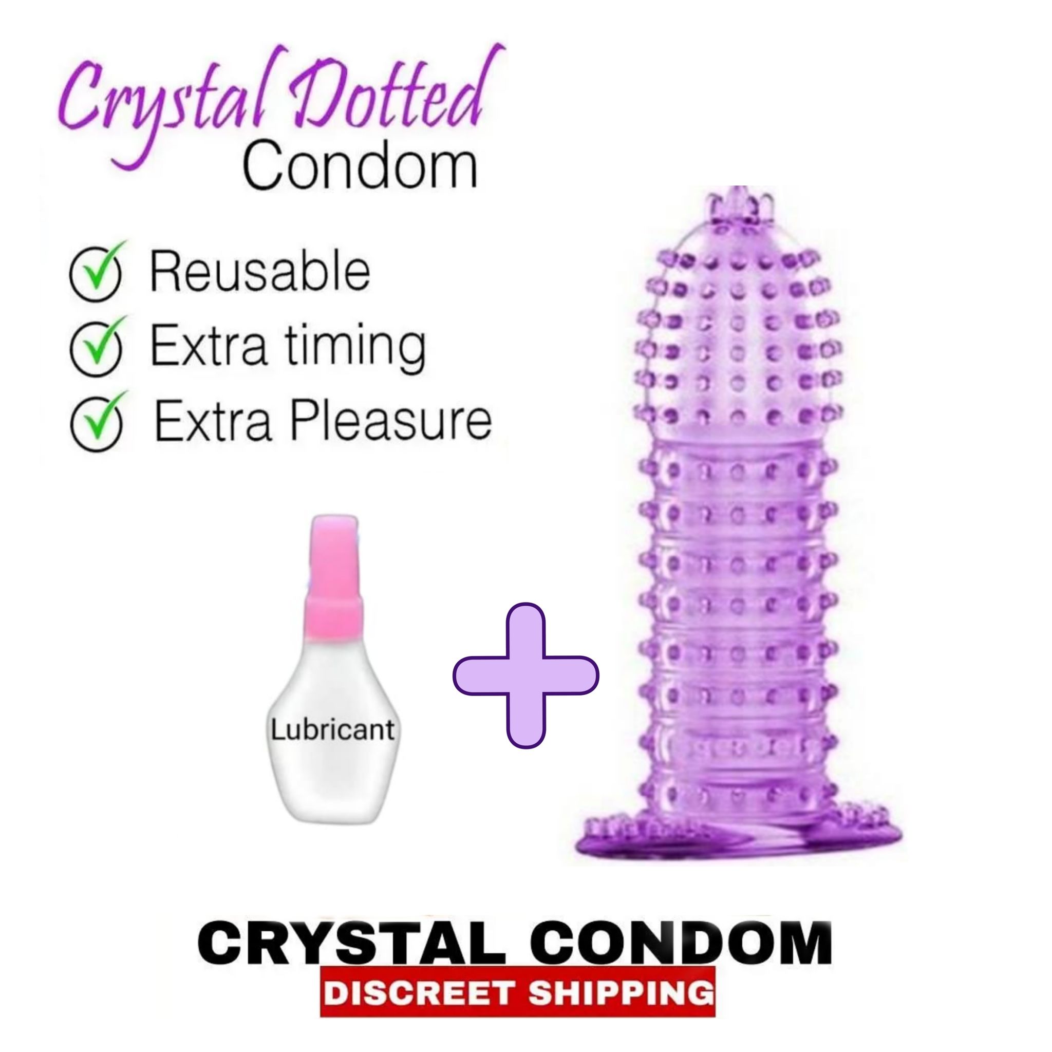 Reusable and Washable For Long Last Action Crystal Condom