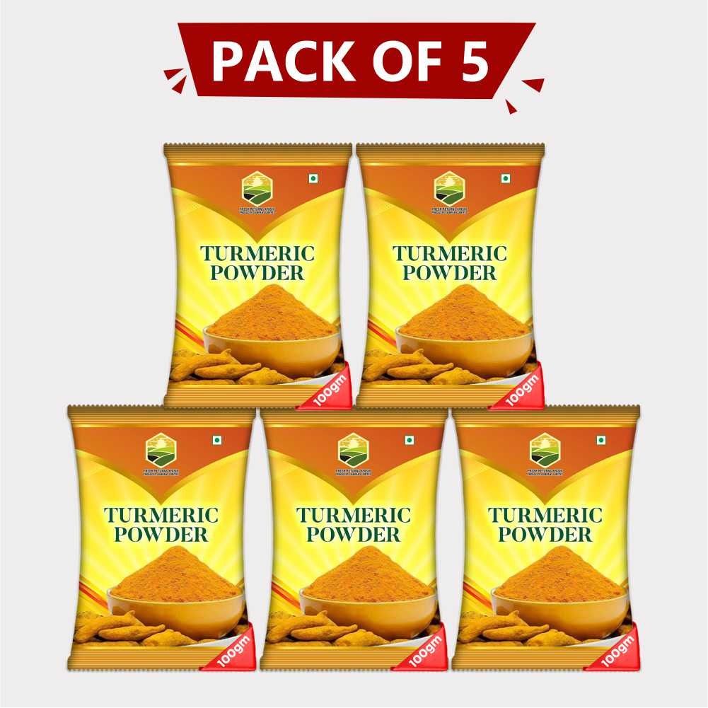 Natural Lakadong Turmeric Powder (Pack of 5)