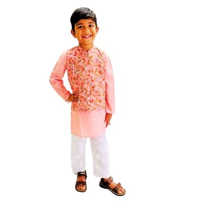 MAITREYO Kids Ethnic Cotton Nehru Jacket Kurta & Pyjama Set for Boys