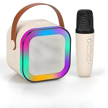 S669 Speaker Machine Bluetooth-Compatible Wireless Karaoke Mic Speaker Multi-Compatibility Modes, RGB Lights | Party POP Bluetooth Speaker with Mic (Multicolor)