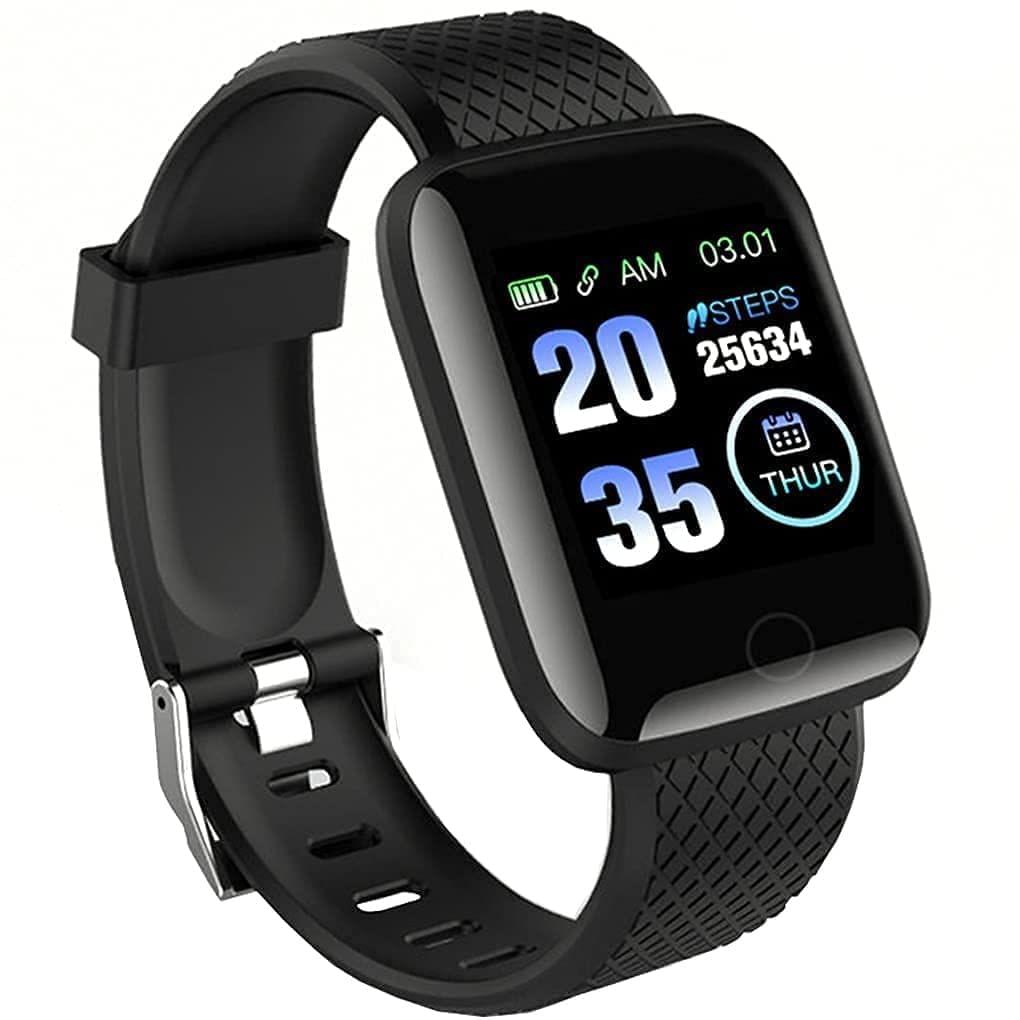 PunnkFunnk Fitness Band, D-115 Series Smart Watch Activity Tracker, 9 Sports Mode, Heart Rate, Women's Health Tracking (Black)