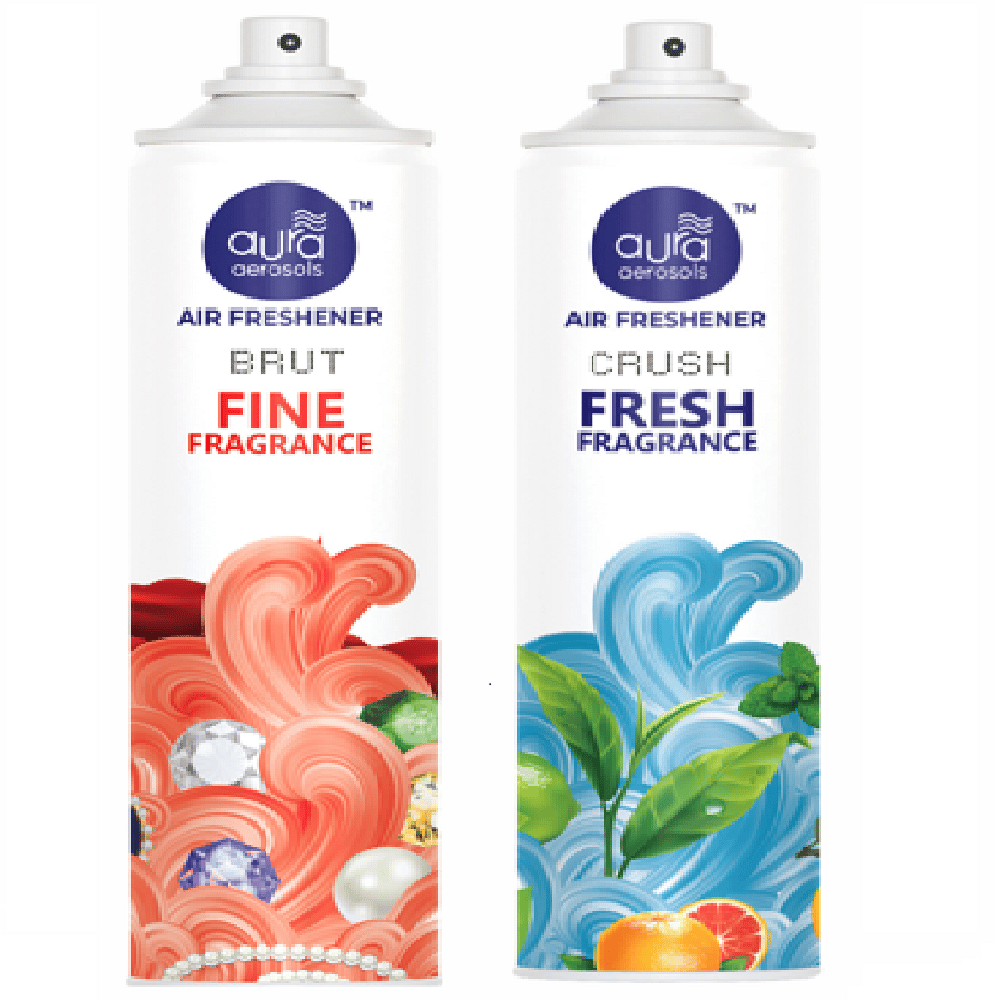 Aura Aerosols Air Freshener 300 ml (Pack of 2) - Brut & Crush