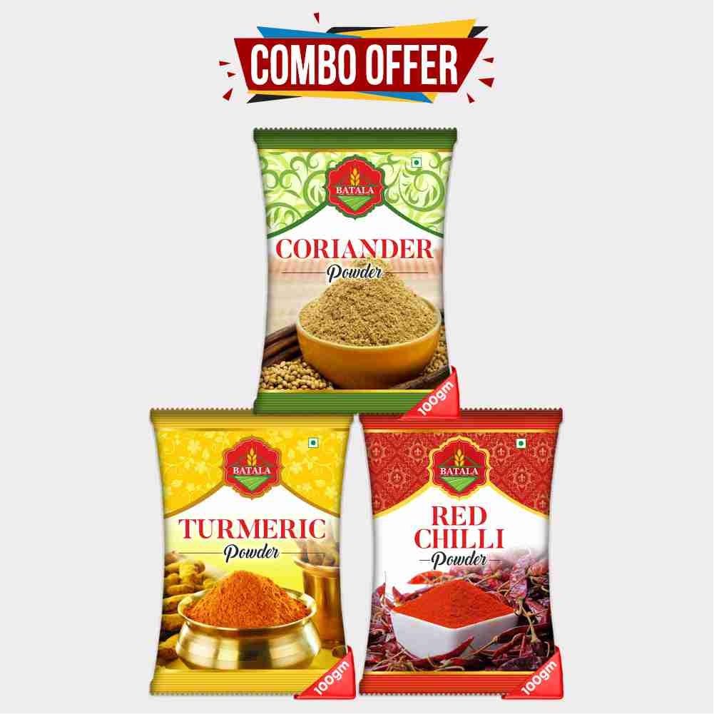 Combo Pack of Turmeric, Coriander and Chilli Powder