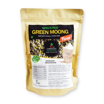 CURRYFEAST Sprouted Green Moong Flour / Sprouted Green Gram Flour / Instant Chiila Flour / Gluten Free / Super Healthy