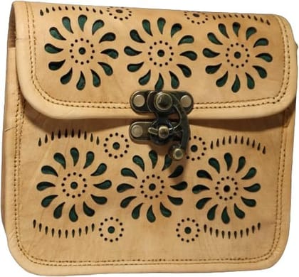 Bhakri Devi Handicrafts Made of Leather with Attachable Shoulder Strap Sling Bag For Women & Girl