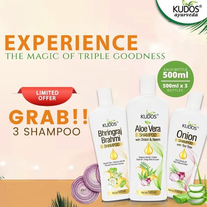 Kudos Aloe Vera, Bhringraj & Onion Shampoo |500ml each