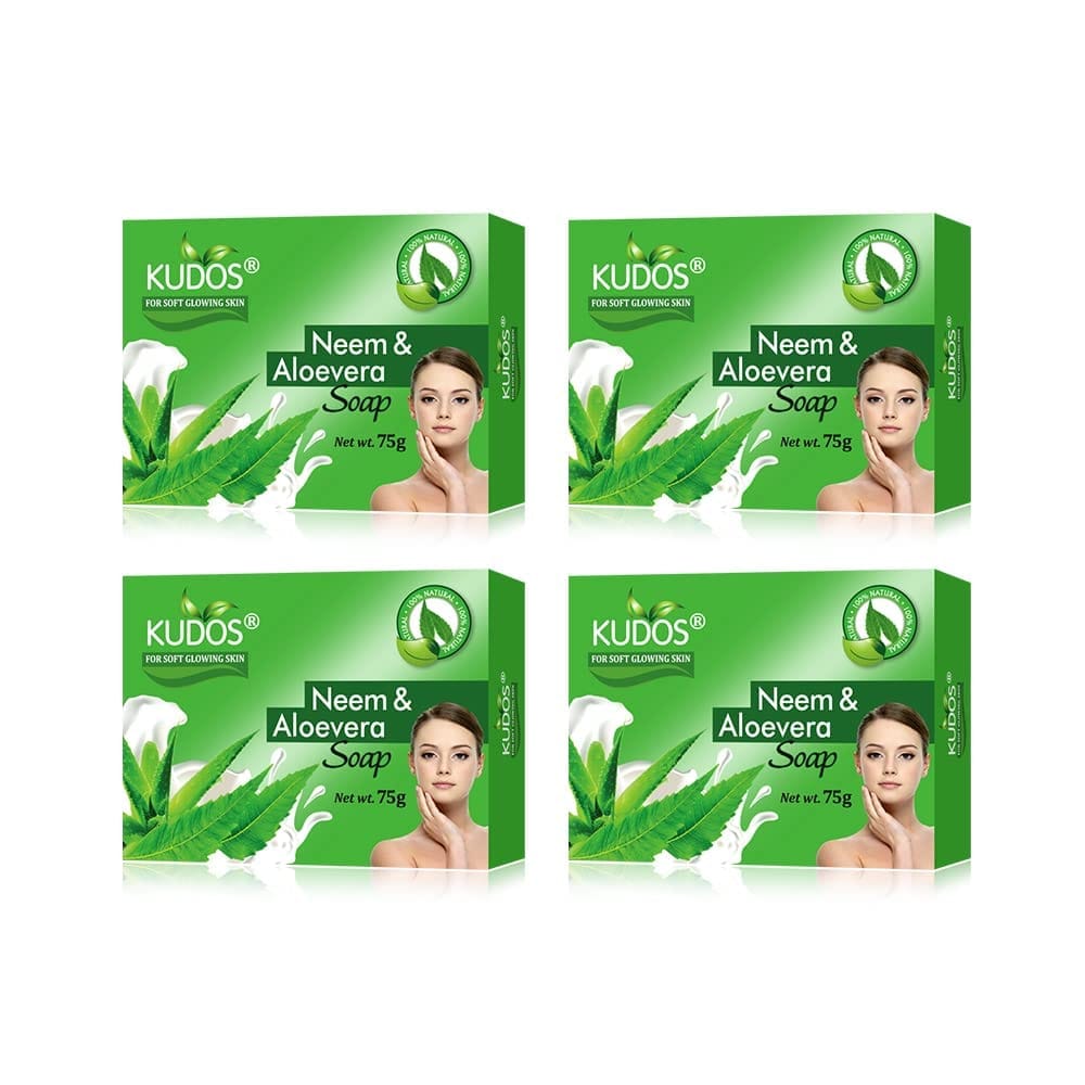 Kudos & Aloevera Soap 75gm pack of Bar with Pure and Best Neem Natural Ingredients Antiseptic Moisturising Bathing Aloe Vera For Smooth Soft Nourished Skin