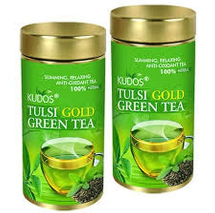 KUDOS AYURVEDA Tulsi Gold Green Tea Pack of 2