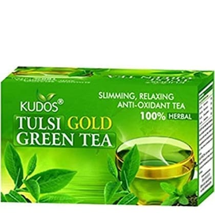 Kudos TULSI GOLD GREEN Refreshing ,Relaxing ,Anti Oxidant Tea :Helps Boost Immunity,Loose Weight,Burn Fat, Zero Calorie Tulsi Tea(2g x 25 Bags)