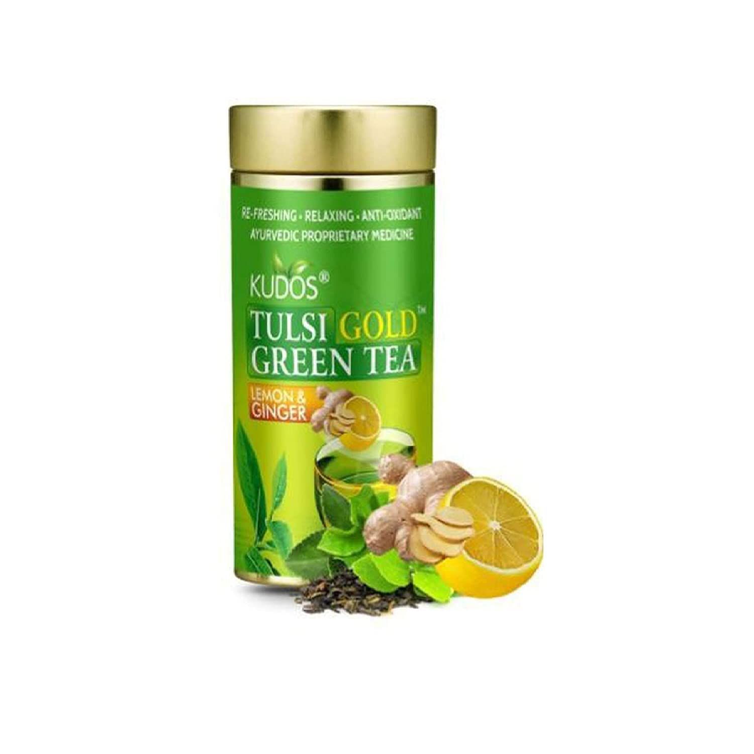 Kudos Tulsi Gold Green Tea Lemon&Ginger ( 100g)