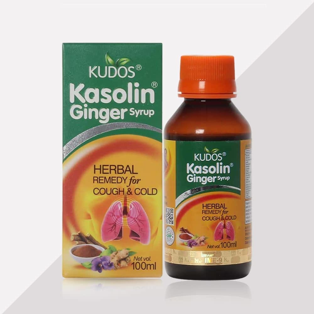 Kudos Ayurveda Kasolin Ginger Syrup Herbal Remedy for Cough & Cold - 100 ml