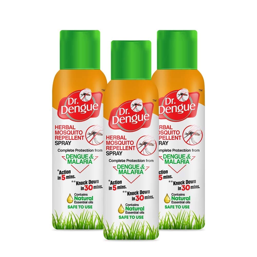 Dr. Dengue Herbal Mosquito Repellent Spray 50g (Pack of 3) (3 X 50g) | First Time An Ayurvedic Spray Launched with Pine, Basil & Pippermint