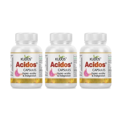 Kudos Acidos Ayurvedic Medicine for Hyper-Acidity and Gastric Relief 60 Capsules Pack of 3