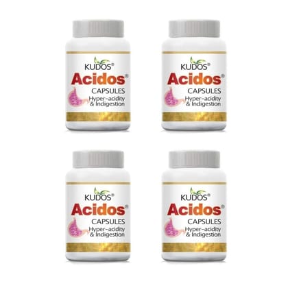 Kudos Acidos Ayurvedic Medicine for Hyper Acidity and Gastric Relief 60 Capsules Pack of 4