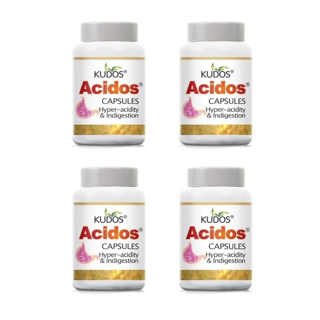 Kudos Acidos Ayurvedic Medicine for Hyper Acidity and Gastric Relief 60 Capsules Pack of 4