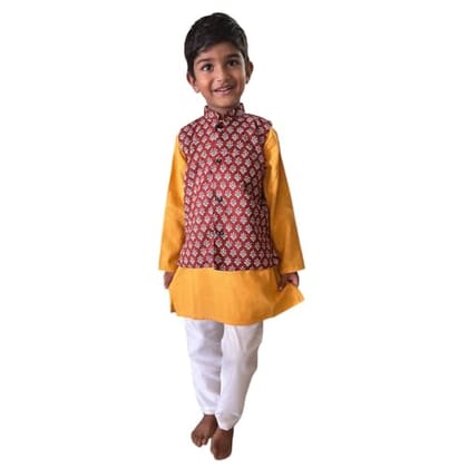 MAITREYO Kurta Pajama with Jacket Set (3-4 Years)