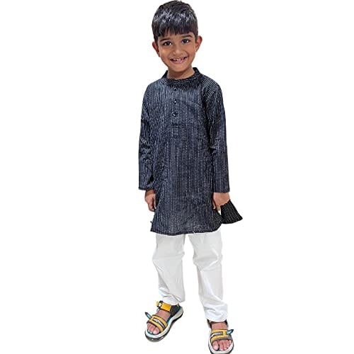 MAITREYO Baby Boy's Kantha Black Color Kurta Pyjama Set