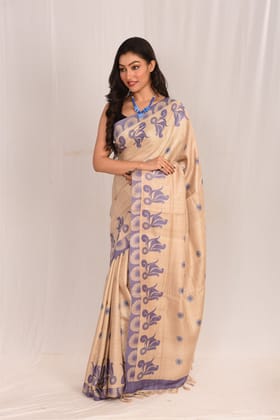 Jharcraft Reeled Tasar Digital Print Saree(SA03029)