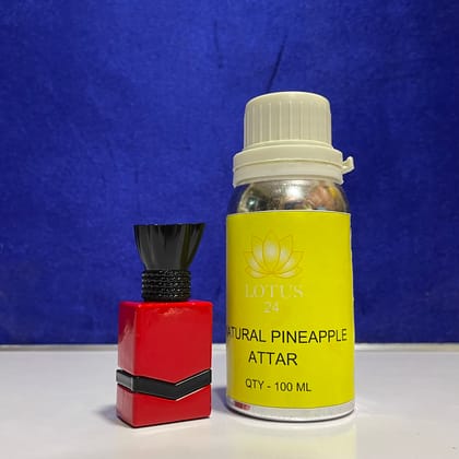 Lotus24 Natural Pineapple Attar | Roll on Perfume Body Oil | Roller Ball | Long Lasting Scent | (100 ml + 6 ml bottle Free )