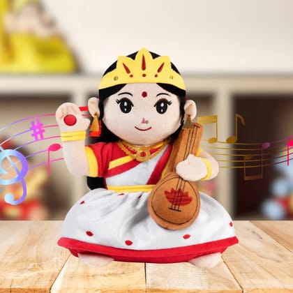 Panda's Box Mantra Chanting Devi Saraswati (28 CM) | Musical Soft Plush Toy | Best Gift for Infants, Toddlers & Babies