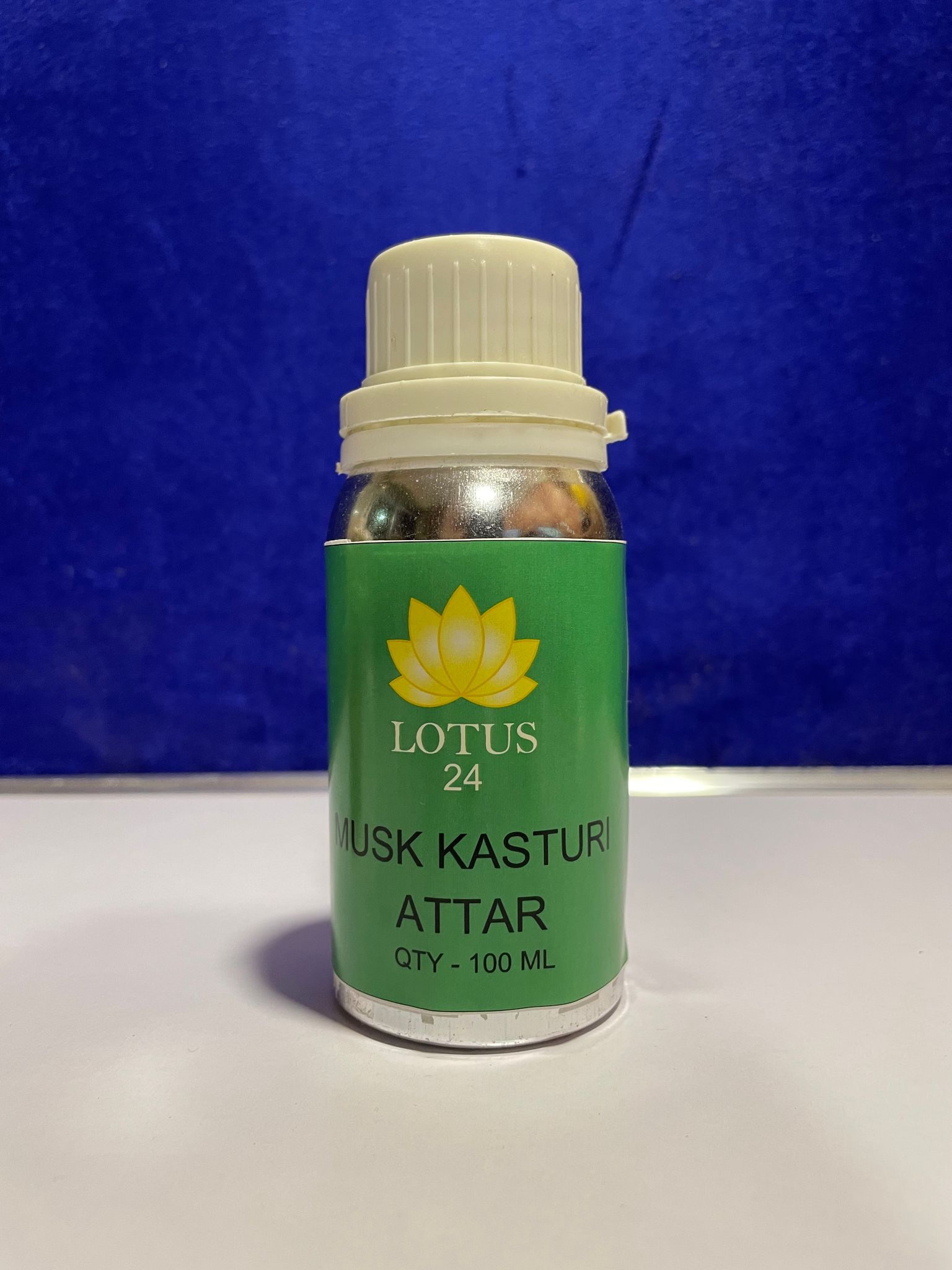 Lotus24 Natural Musk Kasturi Attar | Roll on Perfume Body Oil | Roller Ball | Long Lasting Scent | (100 ml + 6 ml bottle Free )