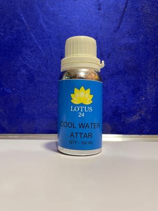 Lotus24 Natural Cool Water Attar | Roll on Perfume Body Oil | Roller Ball | Long Lasting Scent | (100 ml + 6 ml bottle Free )