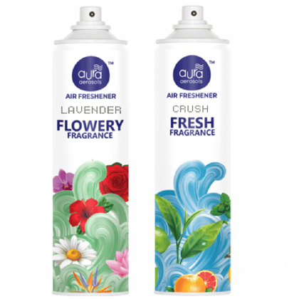 Aura Aerosols Air Freshener 300ml (Pack of 2) - Lavender & Crush