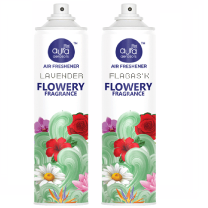 Aura Aerosols Air Freshener 300ml (Pack of 2) - Lavender & Flagask