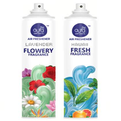 Aura Aerosols Air Freshener 300ml (Pack of 2) - Lavender & Hawai