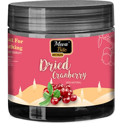 MevaBite Premium Dried Cranberry Jar (200 Grams) | Safe & Hygienically Packed | Ideal For Snacking