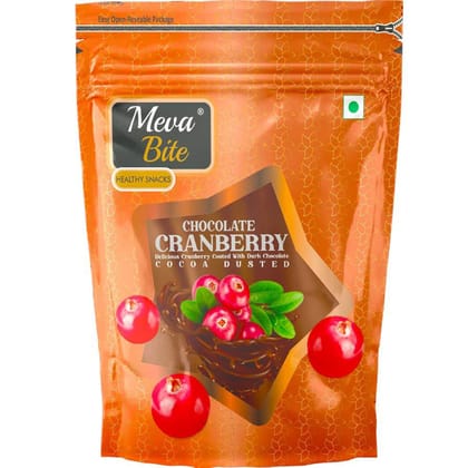 MevaBite Chocolate Coated Cranberry Nuts, 200gm | Dark Chocolate Flavored Dried Cranberries | Mouth Melting Dark Chocolate With Nutritious and Nutty Crunch, Healthy & Tasty Snack