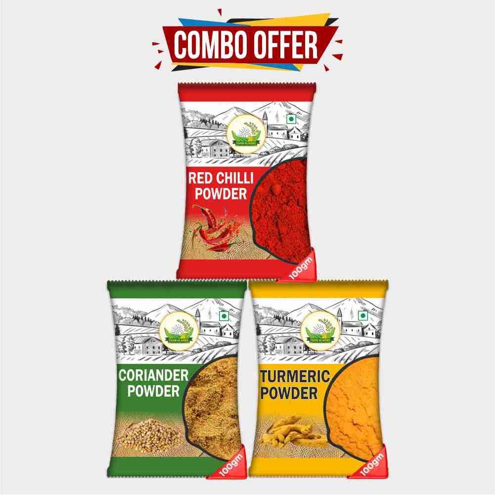 Combo Pack of Red Chilli,Turmeric & Coriander Powder