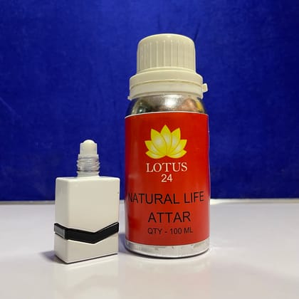 LOTUS24 Life Attar | Roll on Perfume Body Oil | Roller Ball | Long Lasting Scent | (100 ml + 6 ml bottle Free)