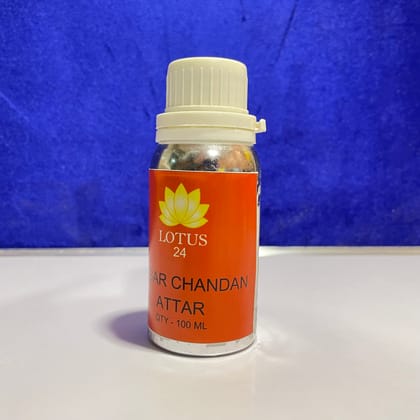 LOTUS24 Kesar Chandan Attar | Roll on Perfume Body Oil | Roller Ball | Long Lasting Scent | (100 ml + 6 ml Bottle Free)