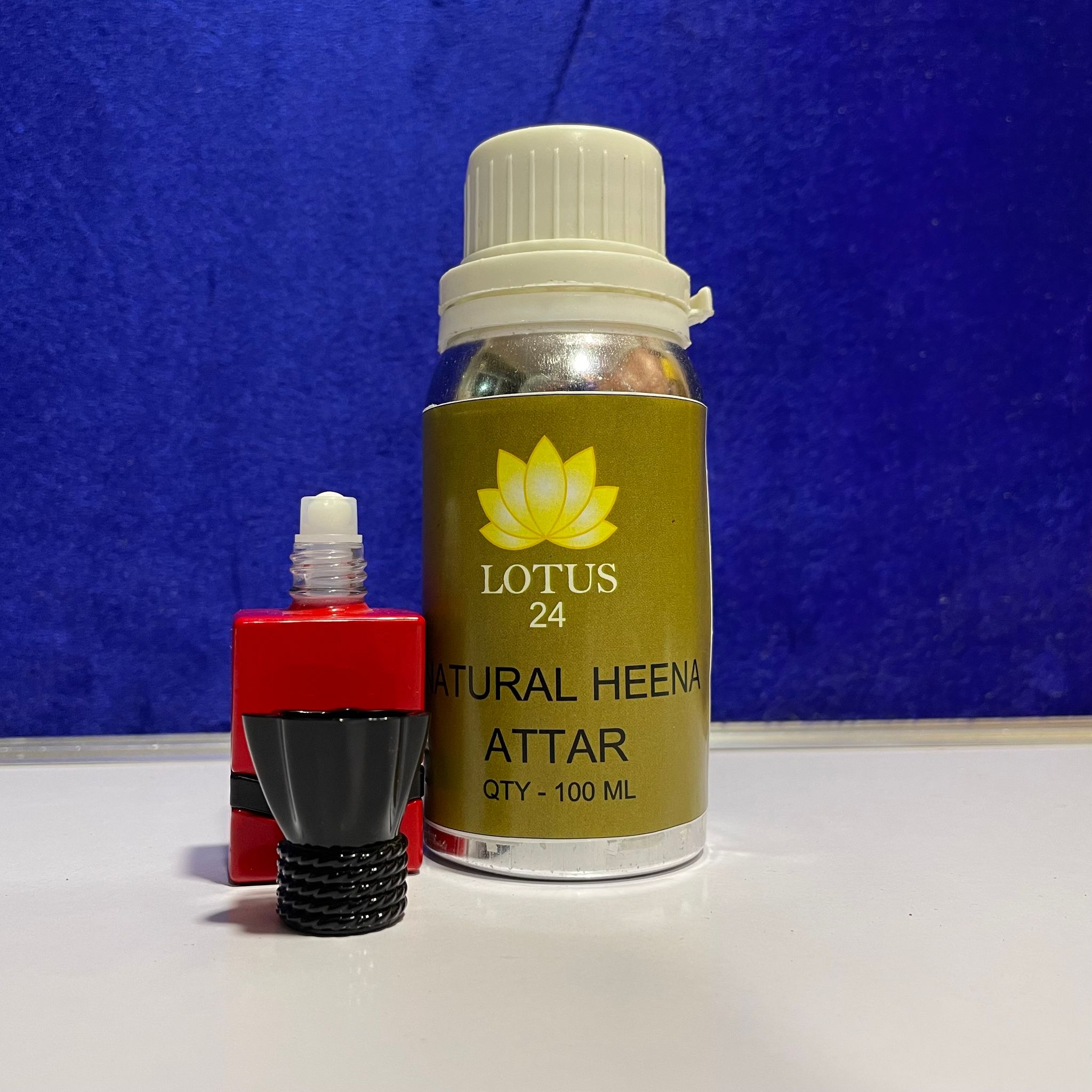 LOTUS24 Heena Attar | Roll on Perfume Body Oil | Roller Ball | Long Lasting Scent | (100 ml + 6 ml bottle Free)