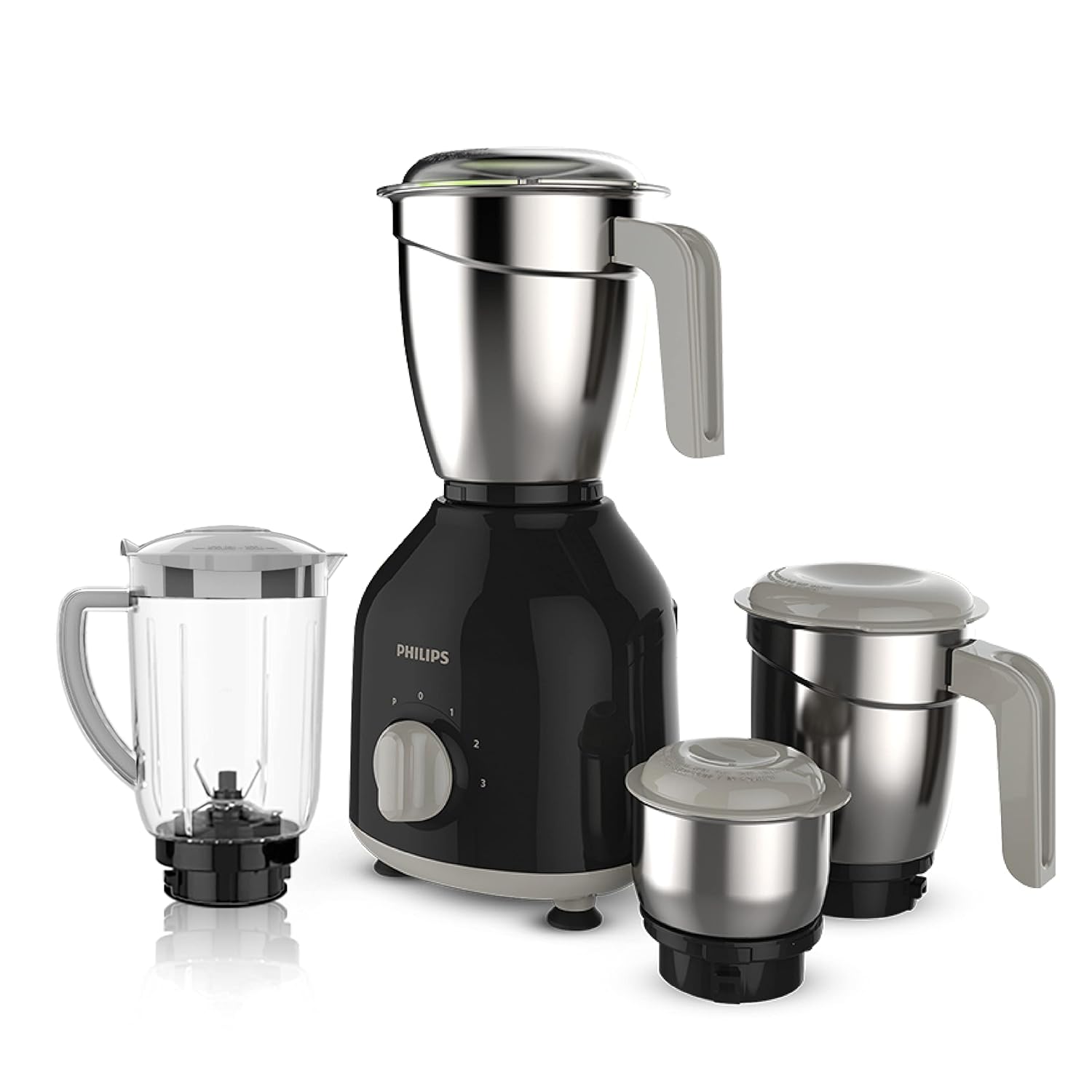 Philips HL7759/00 Mixer Grinder, 750W Turbo Motor, 4 Jars (Black), Quick Cool Ventilation for Longer Motor Life