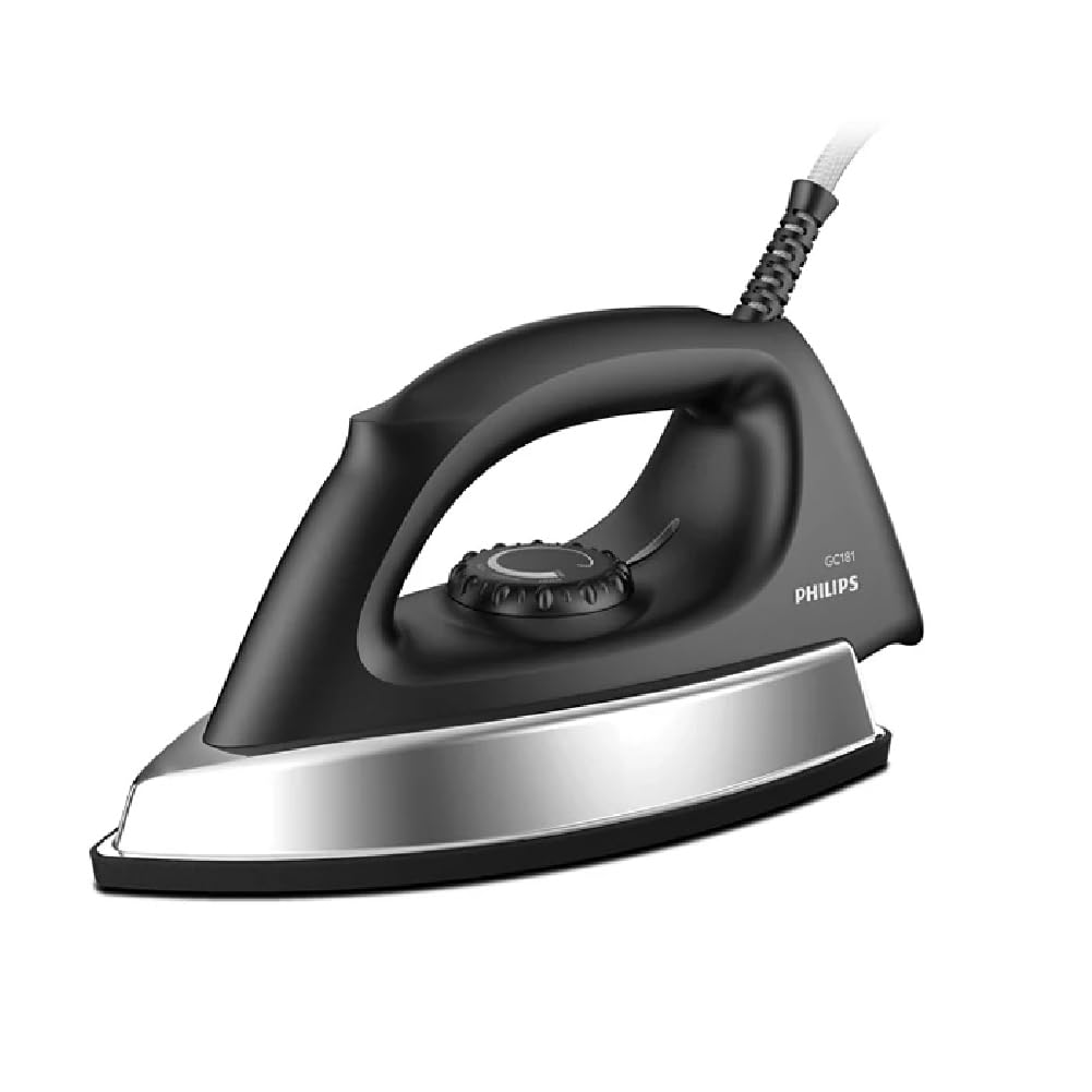 Philips Heavyweight Dry Iron GC181/8- – 1000 Watts Power, Black Non-stick Soleplate, Ergonomic Grip