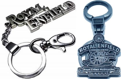 KD COLLECTIONS Bike Metal Hook Keychain Compatible With Royal RE Bullet Classic Bike & Cars - Combo - Multicolor - Pack of 2 Keychains