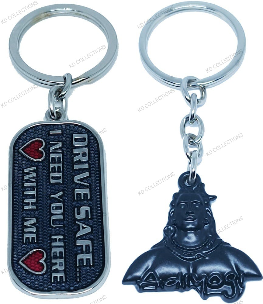 KD COLLECTIONS Drive Safe Keychain & Lord Shiva Shankar Mahadev Adiyogi Keychain Combo - Multicolor - Pack of 2 Keychains